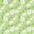 Watercolor fruit pattern pear, summer print for the textile fabric, wallpaper, poster background, social media template