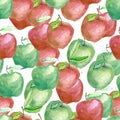 Watercolor fruit pattern tutti fruity apple, summer print for the textile fabric, wallpaper