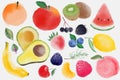 Watercolor of fruits set isolated on white background. Clip art Royalty Free Stock Photo