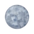 Watercolor full Moon illustration. Mystical dusty blue cosmic round shape isolated on white background. Magic Earth
