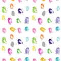 Watercolor funny birds seamless pattern