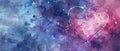 Watercolor Galaxy Background With Cosmic Heart Constellations