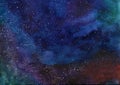 Watercolor galaxy Nebula Space image background with stars