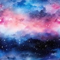 Watercolor galaxy wallpaper with stars and space (tiled