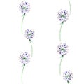 Watercolor garden flowers, branches and leaves of chives. Meadow plants botanical in seamless background for wallpapers, prints, t