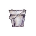 Watercolor garden iron bucket