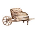 Watercolor garden wooden cart