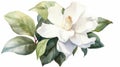 Watercolor gardenia flower. Generative AI