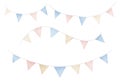 Watercolor Garlands set. Hand drawn illustration of Pennant on isolated background in pastel blue and pink colors Royalty Free Stock Photo