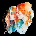 Watercolor of Gemini Astrology sign Royalty Free Stock Photo
