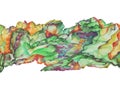 Watercolor gemstones border. Green emerald jewel stones. Texture luxury bright nephritis belt. Print hand drawn