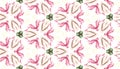 Watercolor Geometric Pattern. Pink Florals Pattern. Bohemian Optical Repeat.