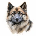 Watercolor German Shepherd Dog Portrait: Zbrush Style Painted Illustration Royalty Free Stock Photo