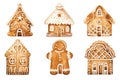 Watercolor Gingerbread Decorations on White Background