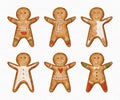 watercolor gingerbread man cookie collection design vector illustration Royalty Free Stock Photo