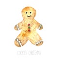 Watercolor gingerbread man.