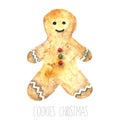 Watercolor gingerbread man.