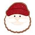Watercolor gingerbread santa claus cookie clipart.Red gingerbread cokie with cute santa claus illustration