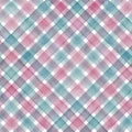 Watercolor gingham stripe plaid seamless pattern. Color teal blue and red stripes background Royalty Free Stock Photo