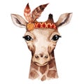 Watercolor Giraffe Portrait