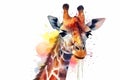 Watercolor giraffe portrait illustration on white background Royalty Free Stock Photo