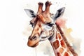Watercolor giraffe portrait illustration on white background Royalty Free Stock Photo