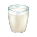 Watercolor glass of milk isolated on the white background