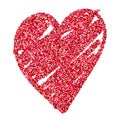 Watercolor glitter red shine heart love symbol isolated vector