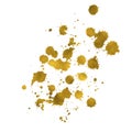 Watercolor gold paint splashes pattern, smear liquid stains splatter background. Paint stains grunge background Royalty Free Stock Photo