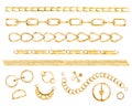 Watercolor golden chain set Royalty Free Stock Photo