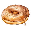 Watercolor Golden Donut food cartoon