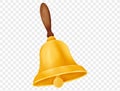 Watercolor golden school bell ringing classroom element isolated vector Royalty Free Stock Photo