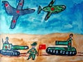 Military parade painted by child