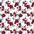 Watercolor gouache pansy floral hand drawn botanical blossom illustration seamless pattern repeat