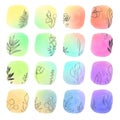 Watercolor gradient icons wallpaper with travelling and plants theme Royalty Free Stock Photo