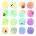 Watercolor gradient icons wallpaper with travelling and plants theme Royalty Free Stock Photo