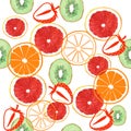 Watercolor grapefruit kiwi and orange seamless pattern