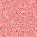 Watercolor grapefruit seamless pattern. Hand drawn red citrus slice background.