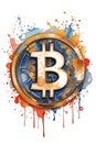 watercolor graphics with bitcoin logo