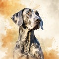 Watercolor Great Dane Portrait Painting