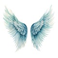 Watercolor green angel wings