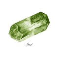 Watercolor Green Beryl rough gem tumblestones isolated on a white background Royalty Free Stock Photo