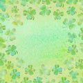 Watercolor green clover frame