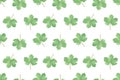 Watercolor green fancy leaves repeat pattern on the white background, seasonal illustration