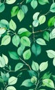 Watercolor green floral seamless pattern with eucalyptus leaves Royalty Free Stock Photo