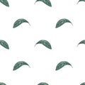 Watercolor green leaves seamless pattern on white background