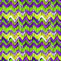 Watercolor green and lilac ikat vibrant seamless pattern. Trendy tribal pattern in watercolour style. Peacock feather. Royalty Free Stock Photo