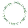 Watercolor green olive tree branch leaves wreath, Realistic olives illustration on white background, Hand painted Frame Royalty Free Stock Photo