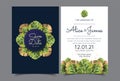 Watercolor Green Plants wedding Invitation card Royalty Free Stock Photo