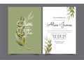 Watercolor Green Plants wedding Invitation card Royalty Free Stock Photo